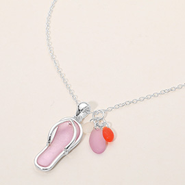 Sea Glass Flip Flop Charm Pendant Necklace