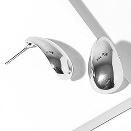 White Gold Dipped Polished Teardrop Stud Earrings