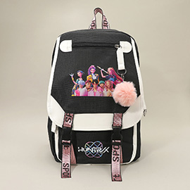 Kids KPOP Demon Hunters HUNTRIX Pom Pom Backpack