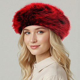 Faux Fur Winter Beret Hat