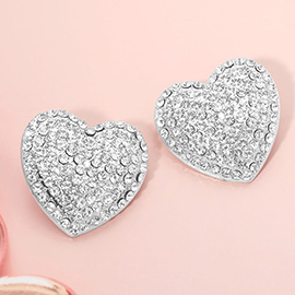 Bold Rhinestone Paved Heart Earrings