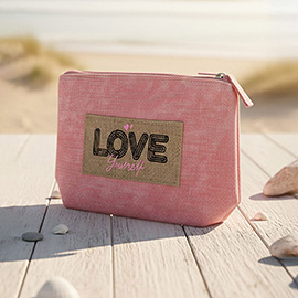 Vintage Message Patch Cosmetic Pouch Bag