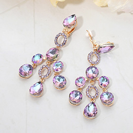 Faceted Chandelier Statement Evening Clip On Earrings